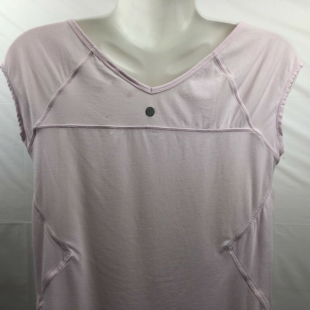 Zella Top Women XS Light Pink Cotton Stretch Cap Sleeve Round Hem Activewear Tee - Picture 5 of 11